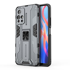 Custodia Silicone e Plastica Opaca Cover con Magnetico Supporto KC2 per Xiaomi Poco M4 Pro 5G Grigio