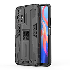 Custodia Silicone e Plastica Opaca Cover con Magnetico Supporto KC2 per Xiaomi Poco M4 Pro 5G Nero