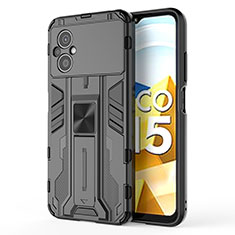 Custodia Silicone e Plastica Opaca Cover con Magnetico Supporto KC2 per Xiaomi Poco M5 4G Nero