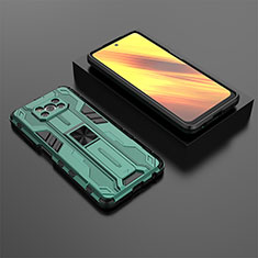 Custodia Silicone e Plastica Opaca Cover con Magnetico Supporto KC2 per Xiaomi Poco X3 Pro Verde