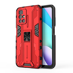 Custodia Silicone e Plastica Opaca Cover con Magnetico Supporto KC2 per Xiaomi Redmi 10 4G Rosso