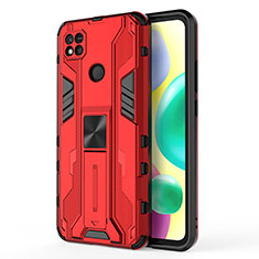 Custodia Silicone e Plastica Opaca Cover con Magnetico Supporto KC2 per Xiaomi Redmi 9 Activ Rosso