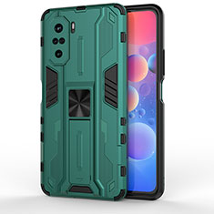 Custodia Silicone e Plastica Opaca Cover con Magnetico Supporto KC2 per Xiaomi Redmi K40 Pro 5G Verde