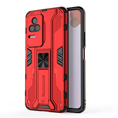 Custodia Silicone e Plastica Opaca Cover con Magnetico Supporto KC2 per Xiaomi Redmi K50 5G Rosso