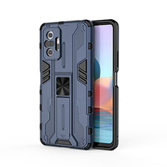 Custodia Silicone e Plastica Opaca Cover con Magnetico Supporto KC2 per Xiaomi Redmi Note 10 Pro Max Blu