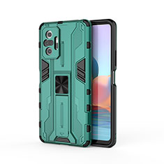 Custodia Silicone e Plastica Opaca Cover con Magnetico Supporto KC2 per Xiaomi Redmi Note 10 Pro Max Verde