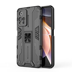 Custodia Silicone e Plastica Opaca Cover con Magnetico Supporto KC2 per Xiaomi Redmi Note 11 Pro+ Plus 5G Nero