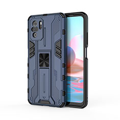 Custodia Silicone e Plastica Opaca Cover con Magnetico Supporto KC2 per Xiaomi Redmi Note 11 SE India 4G Blu