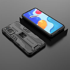 Custodia Silicone e Plastica Opaca Cover con Magnetico Supporto KC2 per Xiaomi Redmi Note 11S 4G Nero