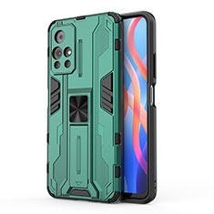 Custodia Silicone e Plastica Opaca Cover con Magnetico Supporto KC2 per Xiaomi Redmi Note 11T 5G Verde