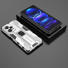 Custodia Silicone e Plastica Opaca Cover con Magnetico Supporto KC2 per Xiaomi Redmi Note 12 Explorer Bianco