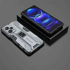 Custodia Silicone e Plastica Opaca Cover con Magnetico Supporto KC2 per Xiaomi Redmi Note 12 Explorer Grigio
