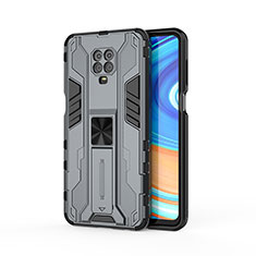 Custodia Silicone e Plastica Opaca Cover con Magnetico Supporto KC2 per Xiaomi Redmi Note 9 Pro Grigio