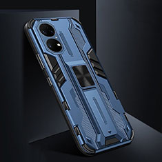 Custodia Silicone e Plastica Opaca Cover con Magnetico Supporto KC3 per Huawei P50 Blu