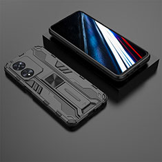 Custodia Silicone e Plastica Opaca Cover con Magnetico Supporto KC3 per Oppo A78 4G Nero