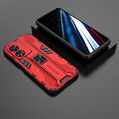 Custodia Silicone e Plastica Opaca Cover con Magnetico Supporto KC3 per Oppo A78 4G Rosso