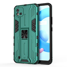 Custodia Silicone e Plastica Opaca Cover con Magnetico Supporto KC3 per Realme Narzo 50i Verde