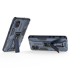 Custodia Silicone e Plastica Opaca Cover con Magnetico Supporto KC3 per Samsung Galaxy A51 5G Blu