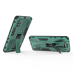 Custodia Silicone e Plastica Opaca Cover con Magnetico Supporto KC3 per Samsung Galaxy A71 5G Verde