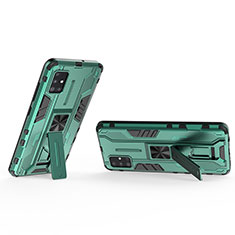 Custodia Silicone e Plastica Opaca Cover con Magnetico Supporto KC3 per Samsung Galaxy M40S Verde