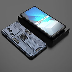 Custodia Silicone e Plastica Opaca Cover con Magnetico Supporto KC3 per Vivo iQOO Neo7 5G Blu