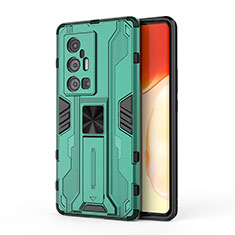 Custodia Silicone e Plastica Opaca Cover con Magnetico Supporto KC3 per Vivo X70 Pro+ Plus 5G Verde