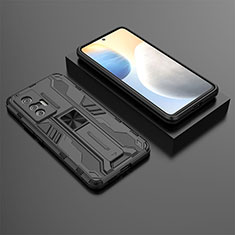 Custodia Silicone e Plastica Opaca Cover con Magnetico Supporto KC3 per Vivo X70t Nero