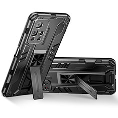 Custodia Silicone e Plastica Opaca Cover con Magnetico Supporto KC3 per Xiaomi Poco M4 Pro 5G Nero