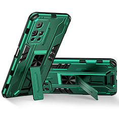 Custodia Silicone e Plastica Opaca Cover con Magnetico Supporto KC3 per Xiaomi Redmi Note 11S 5G Verde