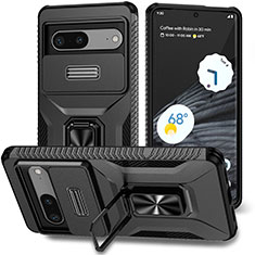 Custodia Silicone e Plastica Opaca Cover con Magnetico Supporto MQ1 per Google Pixel 7 5G Nero