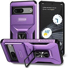 Custodia Silicone e Plastica Opaca Cover con Magnetico Supporto MQ1 per Google Pixel 7 5G Viola