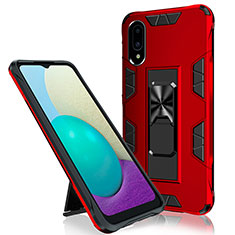 Custodia Silicone e Plastica Opaca Cover con Magnetico Supporto MQ1 per Samsung Galaxy A02 Rosso