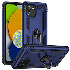 Custodia Silicone e Plastica Opaca Cover con Magnetico Supporto MQ1 per Samsung Galaxy A03 Blu