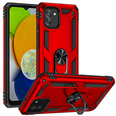 Custodia Silicone e Plastica Opaca Cover con Magnetico Supporto MQ1 per Samsung Galaxy A03 Rosso