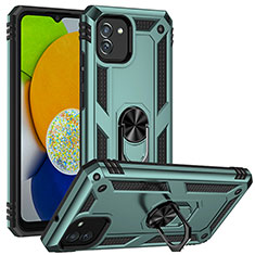 Custodia Silicone e Plastica Opaca Cover con Magnetico Supporto MQ1 per Samsung Galaxy A03 Verde