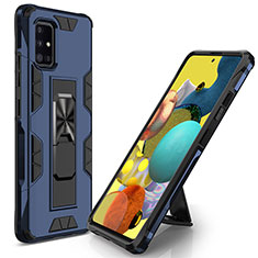 Custodia Silicone e Plastica Opaca Cover con Magnetico Supporto MQ1 per Samsung Galaxy A51 5G Blu