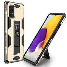 Custodia Silicone e Plastica Opaca Cover con Magnetico Supporto MQ1 per Samsung Galaxy A52 4G Oro