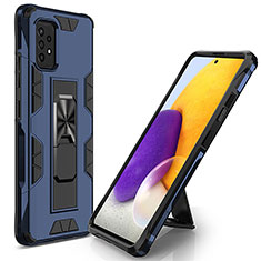 Custodia Silicone e Plastica Opaca Cover con Magnetico Supporto MQ1 per Samsung Galaxy A52 5G Blu