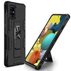 Custodia Silicone e Plastica Opaca Cover con Magnetico Supporto MQ1 per Samsung Galaxy A71 5G Nero