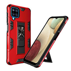 Custodia Silicone e Plastica Opaca Cover con Magnetico Supporto MQ1 per Samsung Galaxy M12 Rosso