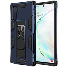 Custodia Silicone e Plastica Opaca Cover con Magnetico Supporto MQ1 per Samsung Galaxy Note 10 5G Blu