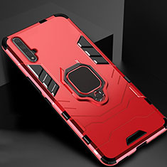 Custodia Silicone e Plastica Opaca Cover con Magnetico Supporto per Huawei Honor 20S Rosso