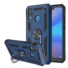 Custodia Silicone e Plastica Opaca Cover con Magnetico Supporto per Huawei Nova 3e Blu