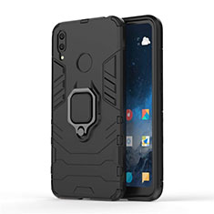 Custodia Silicone e Plastica Opaca Cover con Magnetico Supporto per Huawei Y7 Pro (2019) Nero