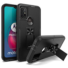 Custodia Silicone e Plastica Opaca Cover con Magnetico Supporto per Motorola Moto G10 Power Nero