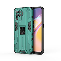 Custodia Silicone e Plastica Opaca Cover con Magnetico Supporto per Oppo F19 Pro Verde