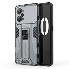 Custodia Silicone e Plastica Opaca Cover con Magnetico Supporto per Oppo K10 Pro 5G Grigio