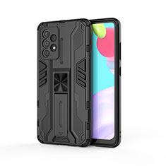 Custodia Silicone e Plastica Opaca Cover con Magnetico Supporto per Samsung Galaxy A52 5G Nero