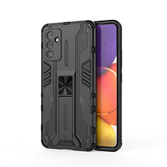 Custodia Silicone e Plastica Opaca Cover con Magnetico Supporto per Samsung Galaxy A82 5G Nero