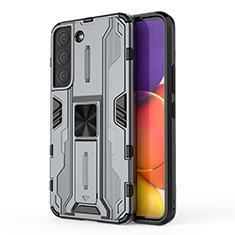 Custodia Silicone e Plastica Opaca Cover con Magnetico Supporto per Samsung Galaxy S21 Plus 5G Grigio